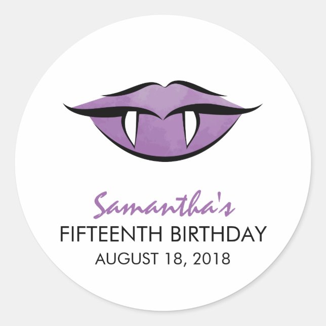 Vampire Lips Goth Birthday Sticker (Front)