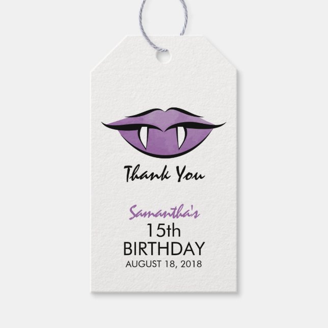 Vampire Lips Goth Birthday Thank You Gift Tag (Front)