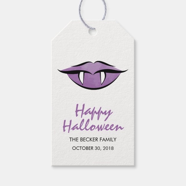 Vampire Lips Goth Happy Halloween Gift Tag (Front)
