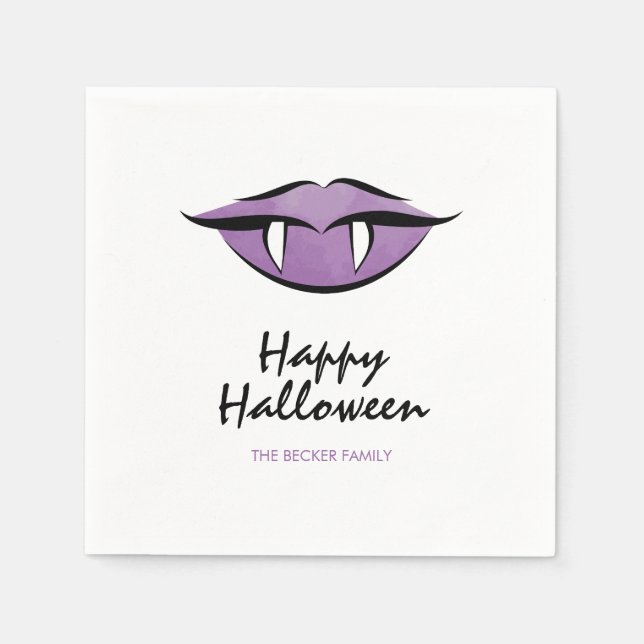 Vampire Lips Goth Happy Halloween Paper Napkins (Front)