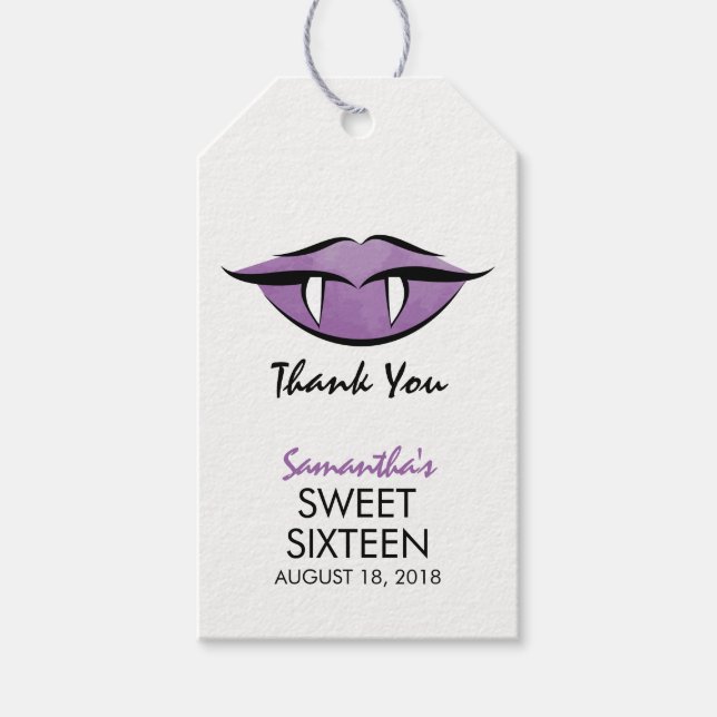 Vampire Lips Goth Sweet Sixteen Birthday Gift Tag (Front)