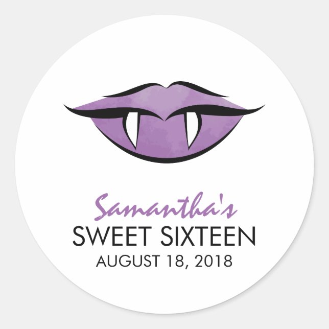 Vampire Lips Goth Sweet Sixteen Birthday Sticker (Front)