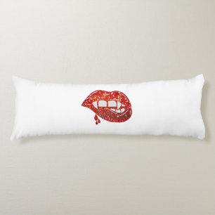 Vampire Lips in Faux Glitter with Dripping Blood Body Cushion