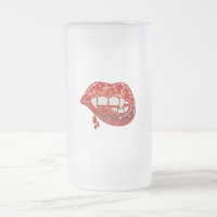 Vampire Lips in Faux Glitter with Dripping Blood