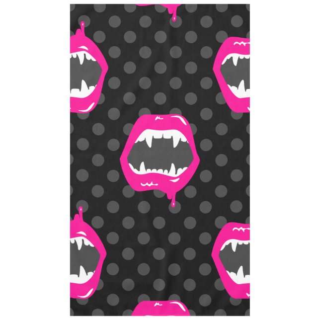 vampire lips monster fanged creature pink tablecloth (Front)