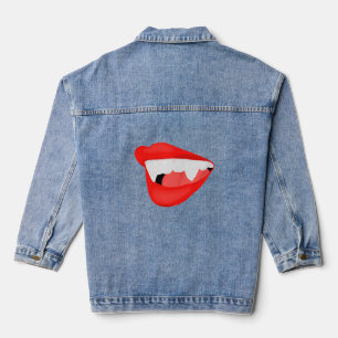 Vampire Lips Thirsty for a Neck Denim Jacket