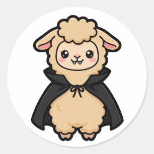 Vampire Llama Halloween Classic Round Sticker