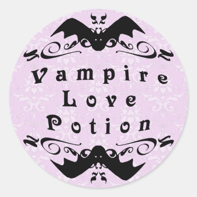 Vampire Love Potion Halloween Round Stickers (Front)