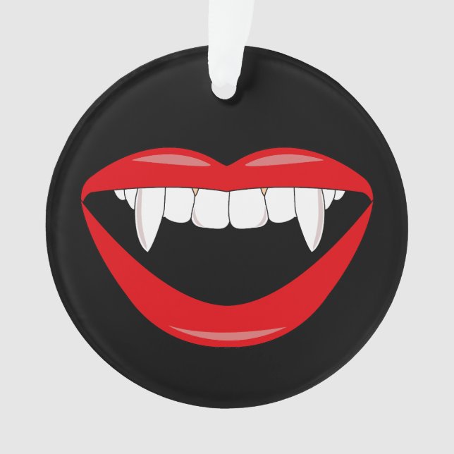 Vampire Mouth and Fangs Halloween Horror Ornament (Front)