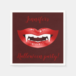 Vampire Mouth Personalised Halloween Party Text Napkin
