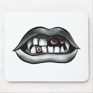Vampire Mouth With Fangs And Evil Creatures Mouse Mat