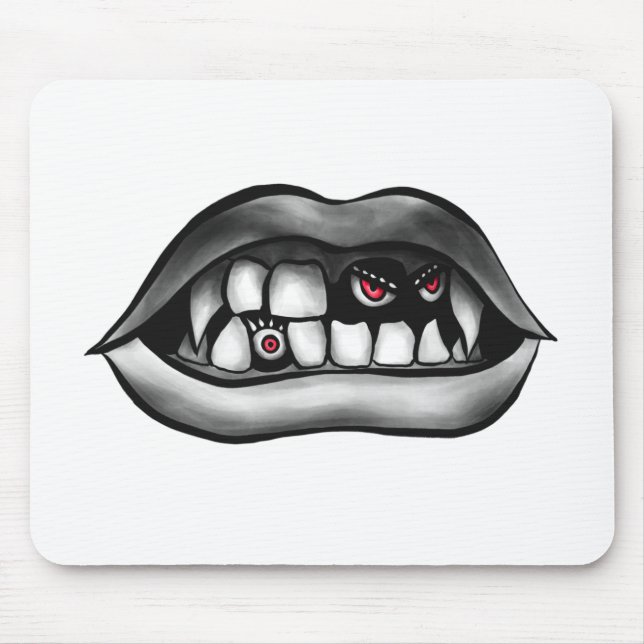 Vampire Mouth With Fangs And Evil Creatures Mouse Mat (Front)