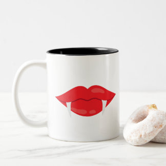 Vampire mouth with fangs Two-Tone coffee mug
