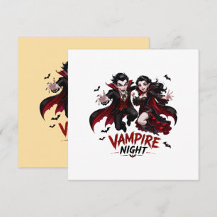 Vampire Night Couple Halloween Party Card