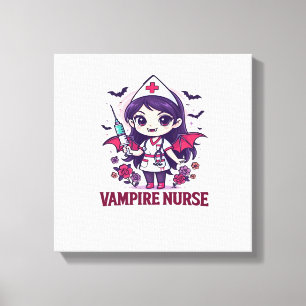 Vampire Nurse Shirt � Funny Halloween Medical Work Canvas Print