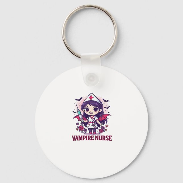 Vampire Nurse Shirt � Funny Halloween Medical Work Key Ring (Front)