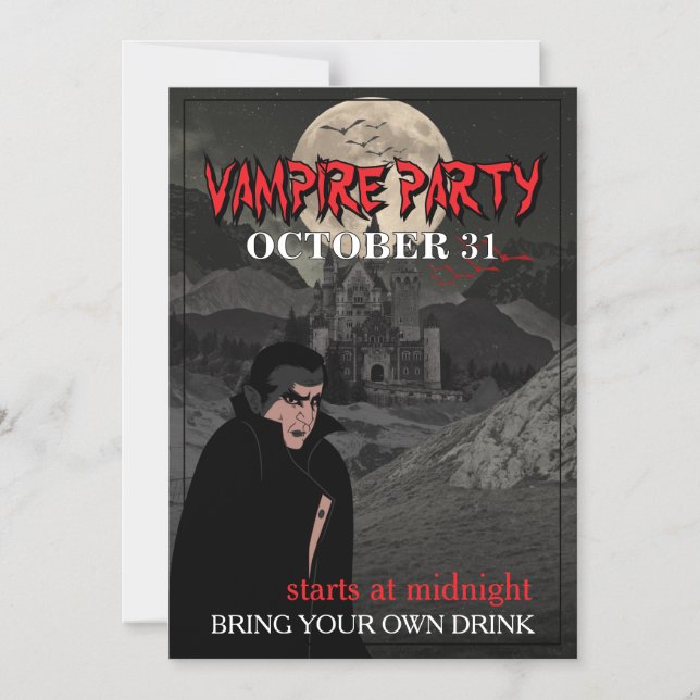Vampire Party Invitation Personalised Text (Front)
