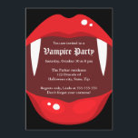 Vampire party invitation with fangs and red lips<br><div class="desc">Vampire party invitation featuring female lips and white fangs on a black background. The invite text is inside the mouth. Great invite for vampire themed Halloween and birthday parties.</div>