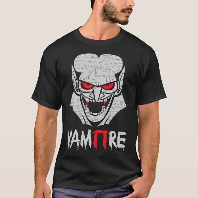 Vampire Pi Halloween Costume Funny Math Science Te T-Shirt (Front)