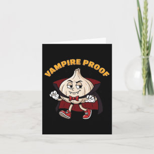 Vampire Proof Funny Garlic Retro Cartoon Halloween Card
