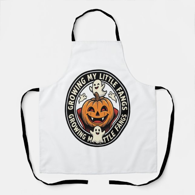 Vampire Pumpkin Badge Growing My Little Fangs_1 Apron (Front)