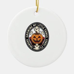 Vampire Pumpkin Badge Growing My Little Fangs_1 Ceramic Tree Decoration