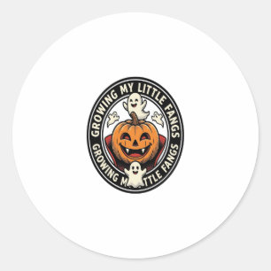 Vampire Pumpkin Badge Growing My Little Fangs_1 Classic Round Sticker