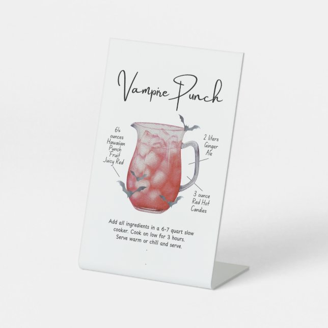 Vampire Punch Halloween Pedestal Sign (Front)