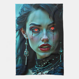 Vampire Queen: Dark Allure Art Tea Towel
