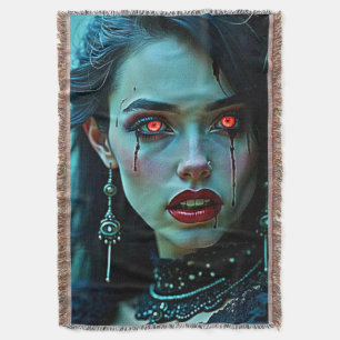 Vampire Queen: Dark Allure Art Throw Blanket