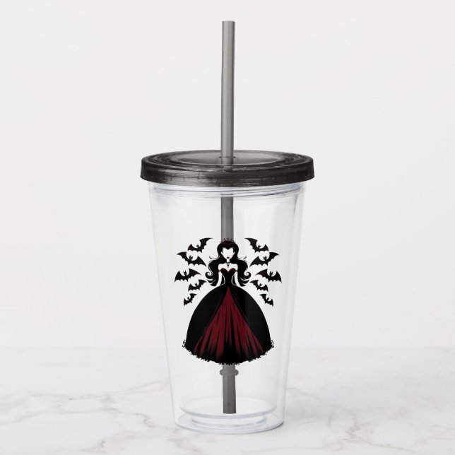 Vampire Queen Halloween Acrylic Tumbler (Front)
