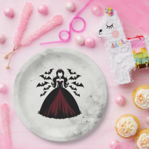 Vampire Queen Halloween Party Paper Plate