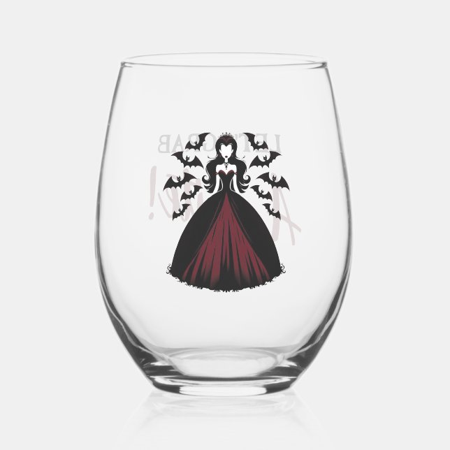 Vampire Queen Halloween Stemless Wine Glass (Back)