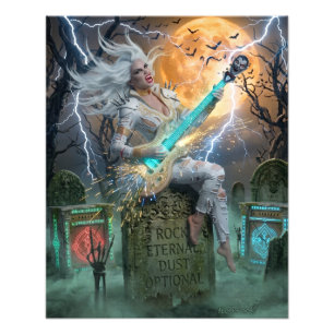 Vampire Queen’s Electrifying Guitar: Rock Eternal Photo Print