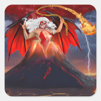 Vampire Rebel Girl: Volcano Escape Square Sticker