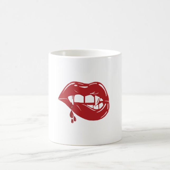 Vampire Red Lips Dripping Blood Coffee Mug (Center)