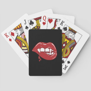 Vampire Red Lips Dripping Blood Drops Playing Cards
