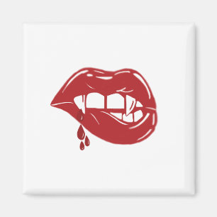 Vampire Red Lips Dripping Blood Magnet