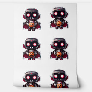 Vampire Robot Halloween Cute Futuristic Spooky Art Wallpaper