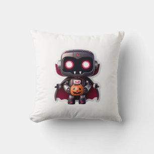 Vampire Robot Halloween Pillow Cute Techy Spook