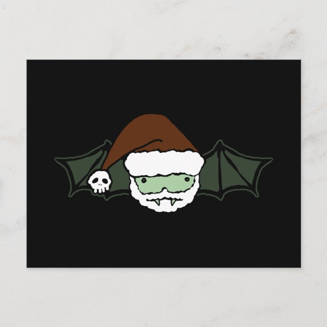 Vampire Santa Bat Holiday Postcard (Front)