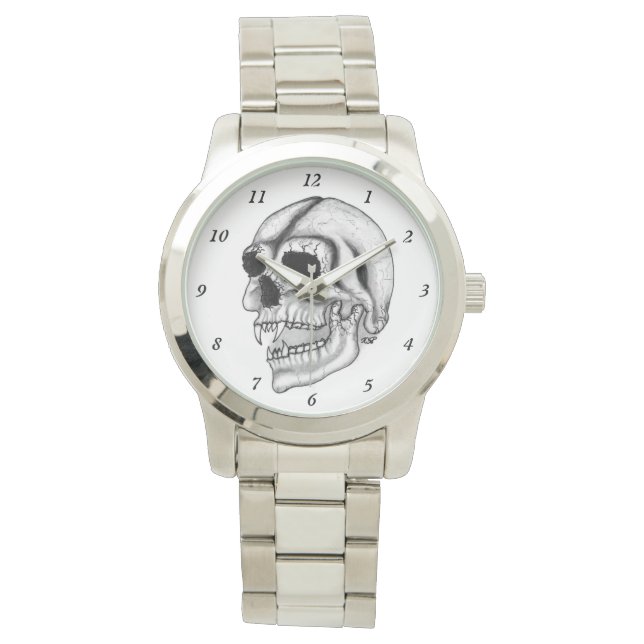 Vampire Skull black and white Design Watch (Front)