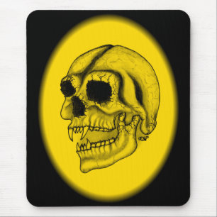 Vampire skull black and yellow Design Mouse Mat