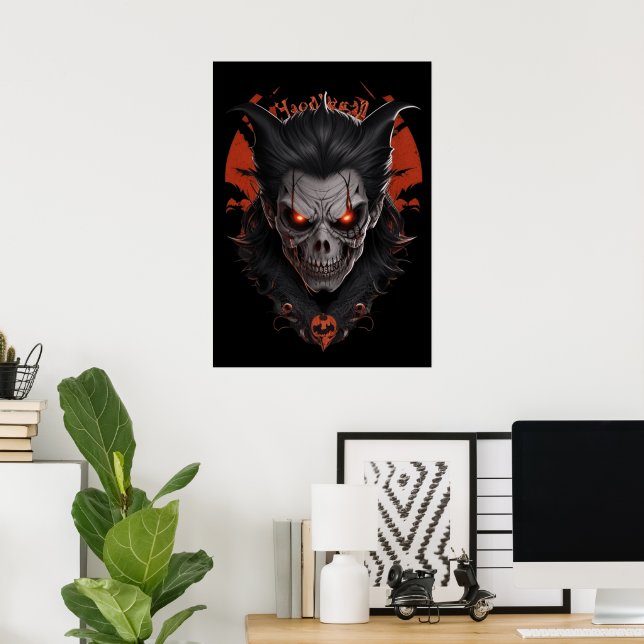 Vampire Skull Scary Poster Wall Decor (Home Office)