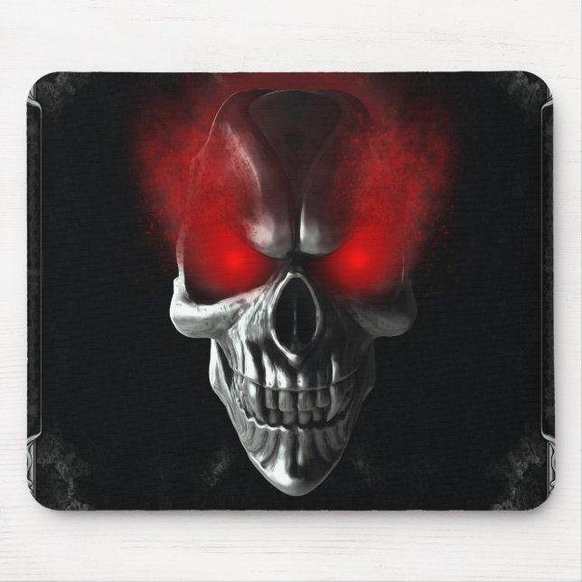 Vampire skull with glowing red eyes mouse mat (Front)