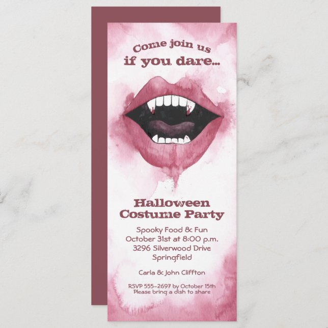 Vampire Smile Halloween Invitation (Front/Back)