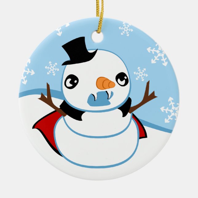Vampire Snowman Ceramic Tree Decoration (Front)