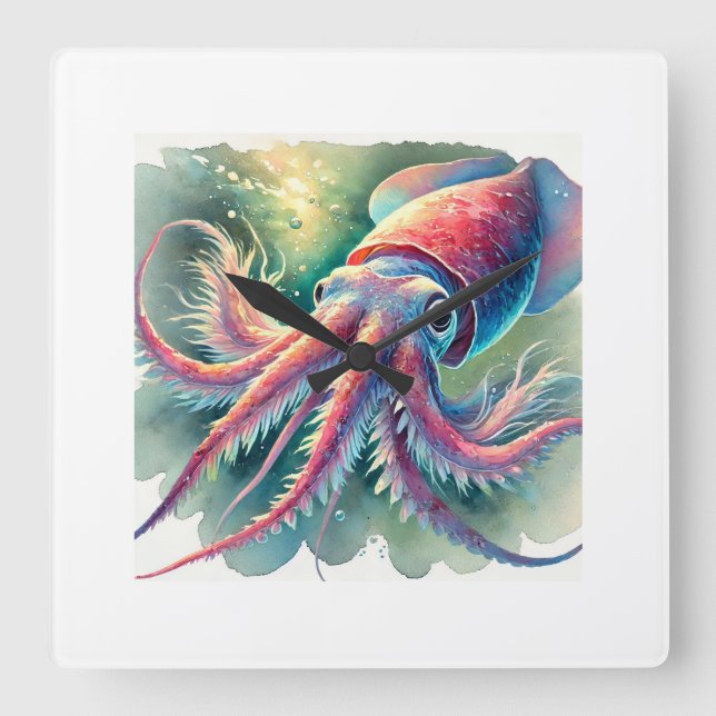 vampire squid 171024AREF124 - Watercolor Square Wall Clock (Front)