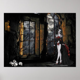 Vampire Standing in the Window Light Poster Print