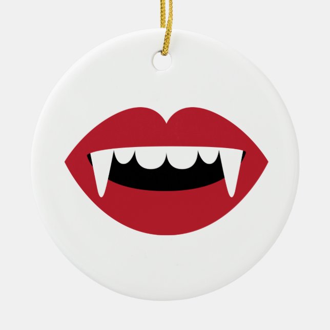 Vampire Teeth Ceramic Tree Decoration (Front)